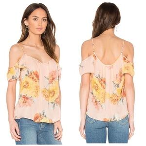 Joie Silk Adorlee Top in Light Apricot Pink/Orange Floral Print,‎ Size XS
